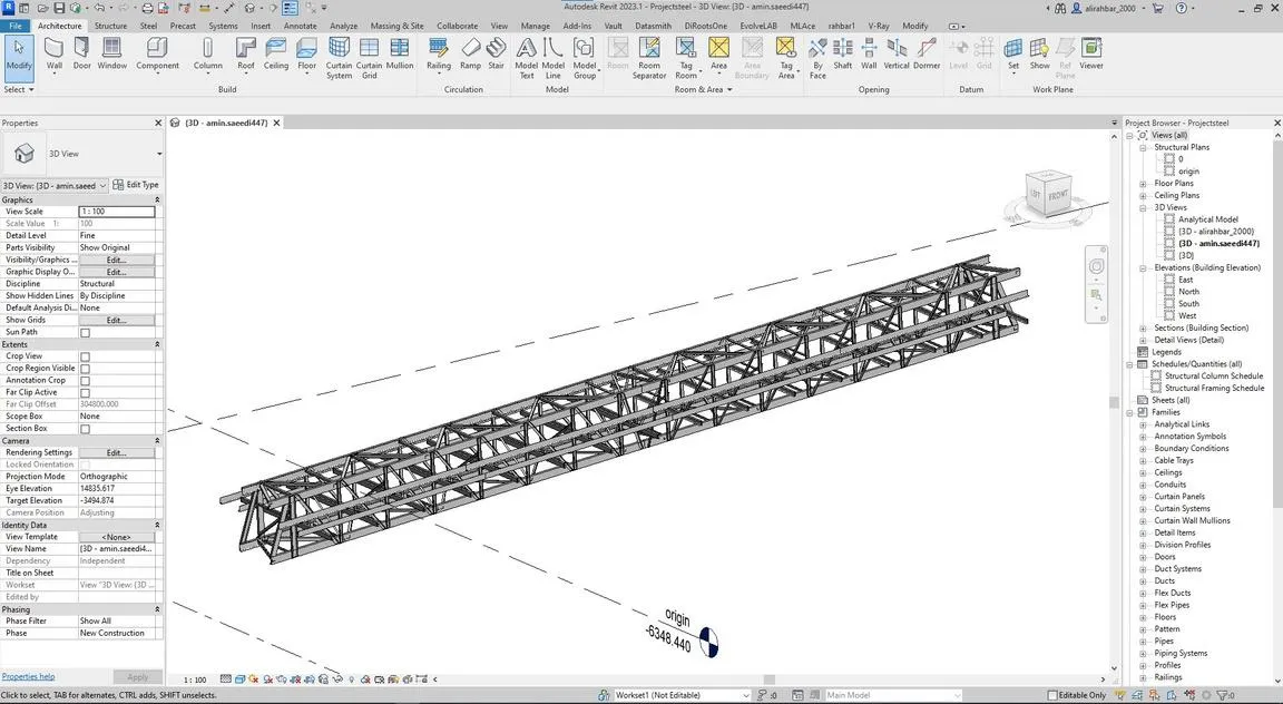 Revit → Advance Steel — supporting view