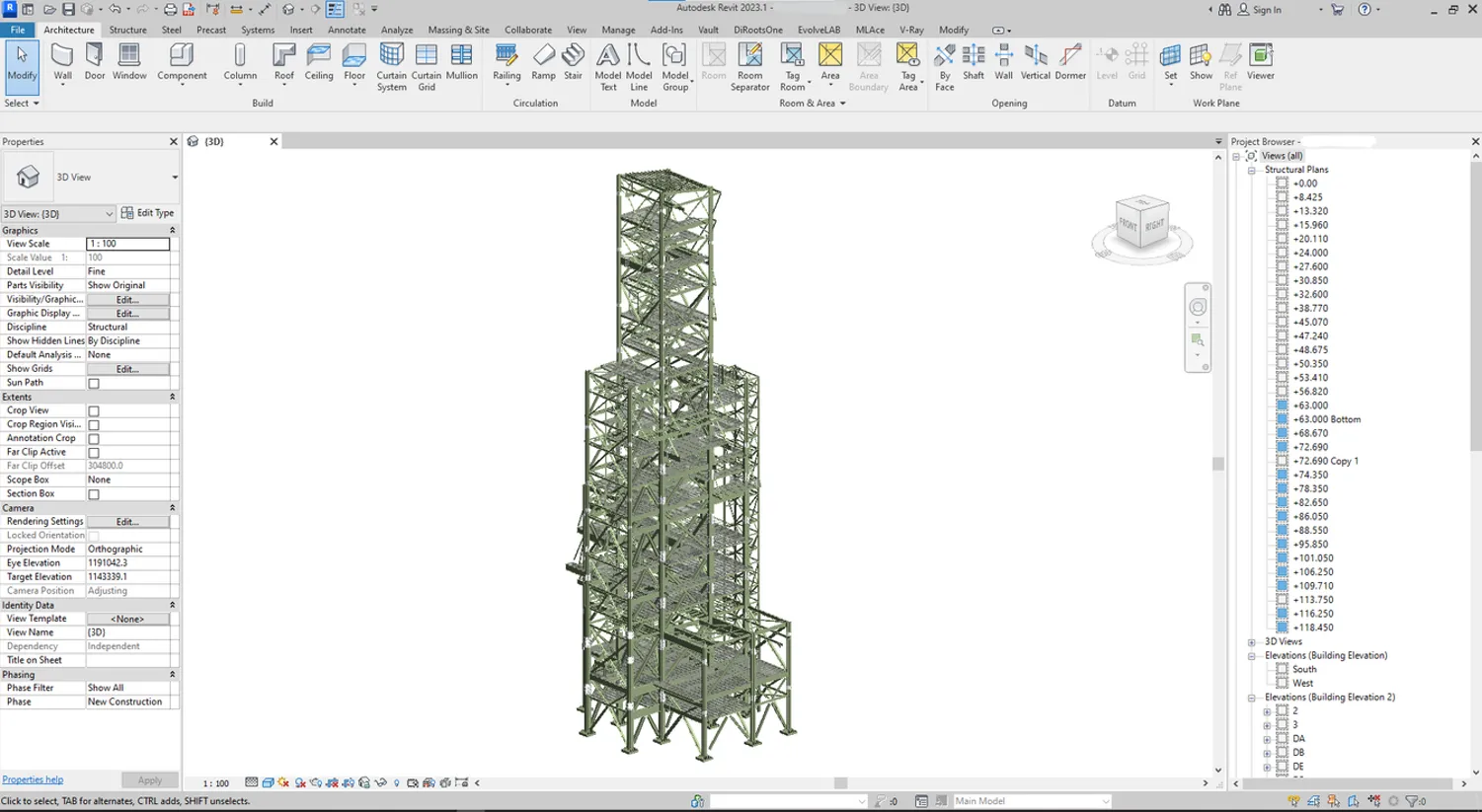 Furnace Building — Revit 3D structural model