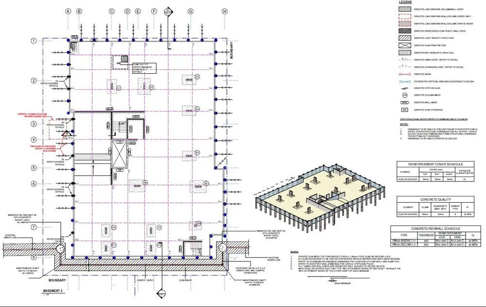 Office Building — Post-Tensioned Concrete — supporting view