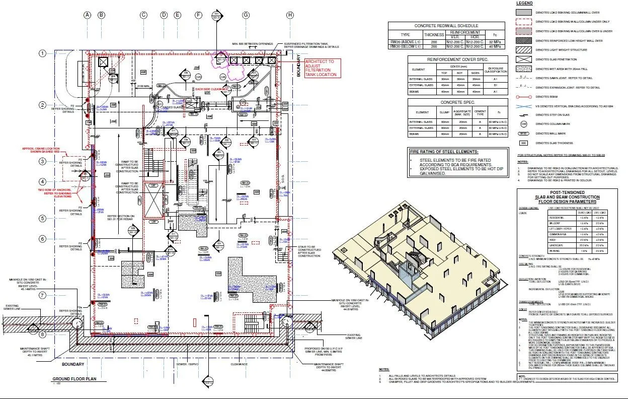 Office Building — Post-Tensioned Concrete — supporting view