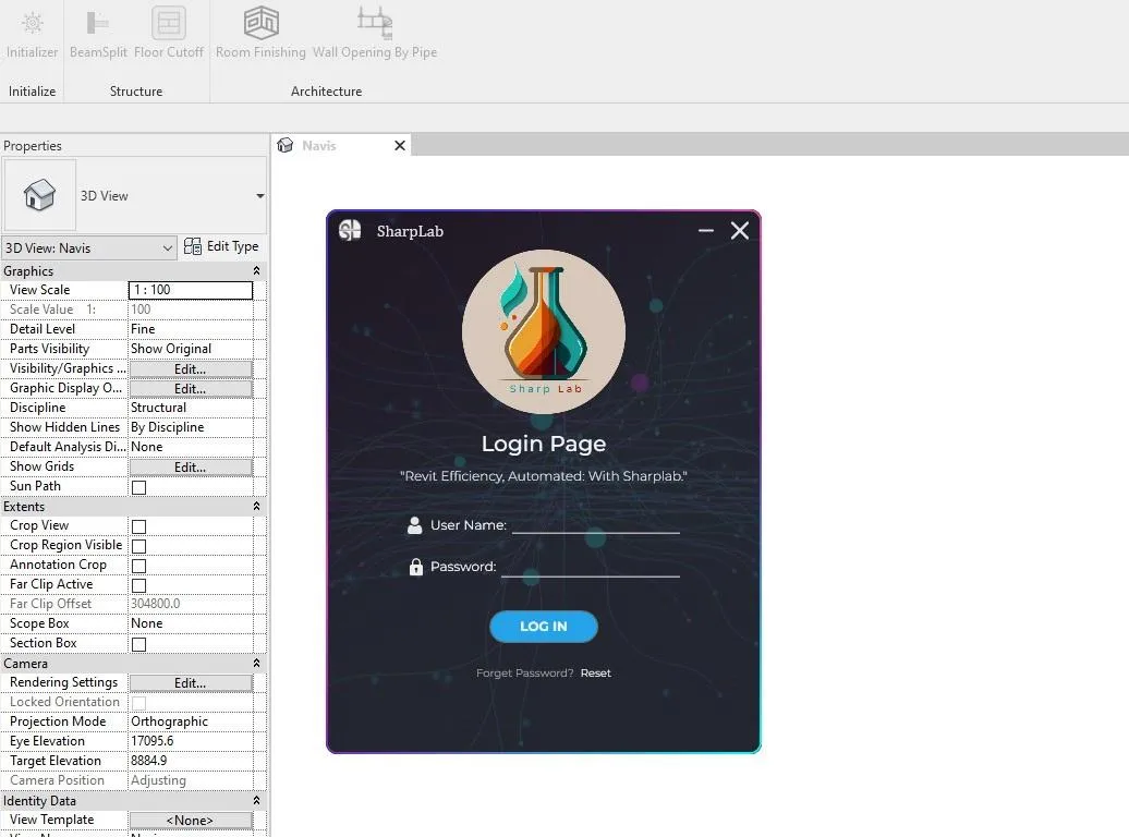 SharpLab — Multi-Tool Revit Plugin — main view