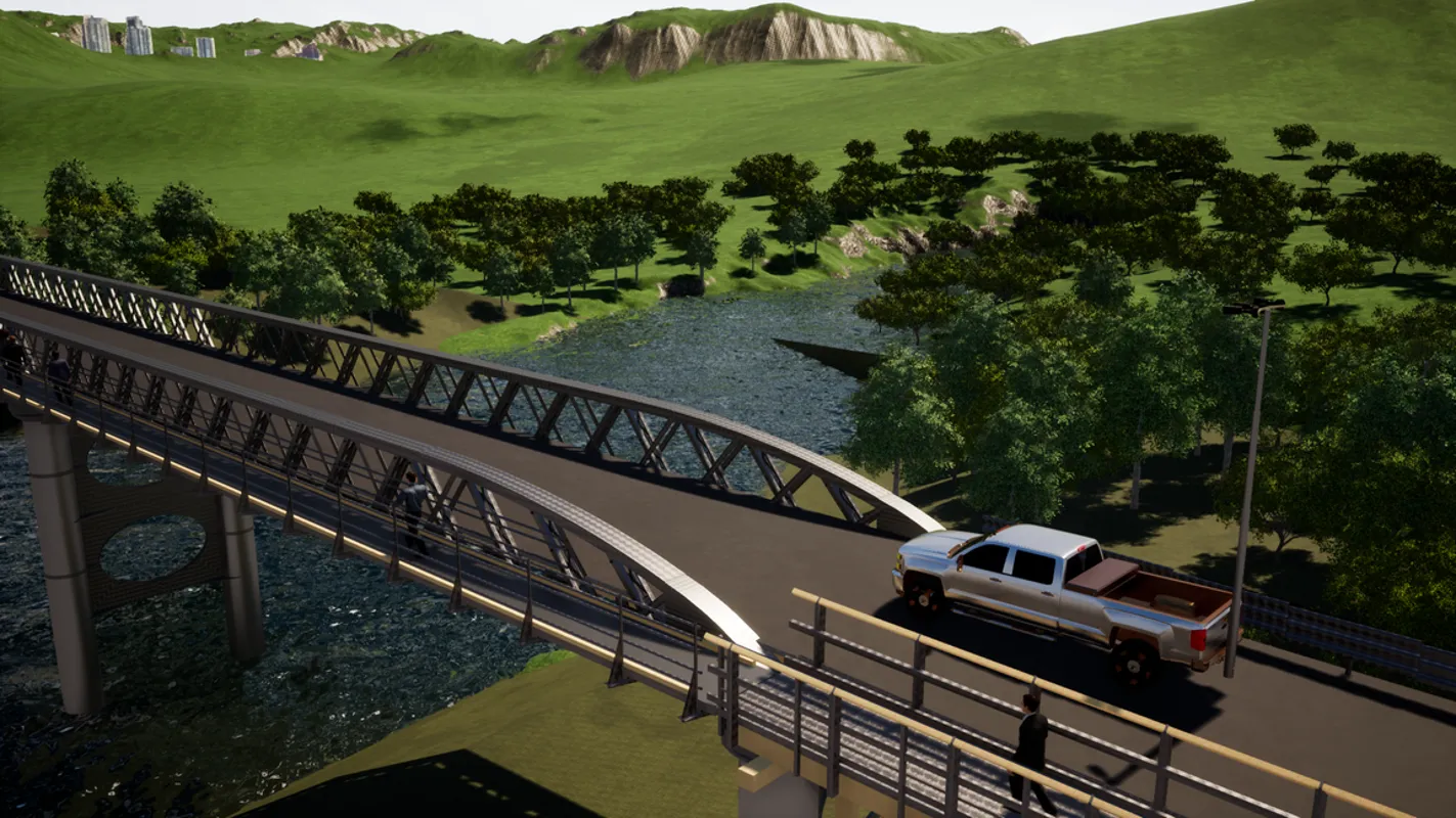 Steel bridge render from scan-to-BIM model